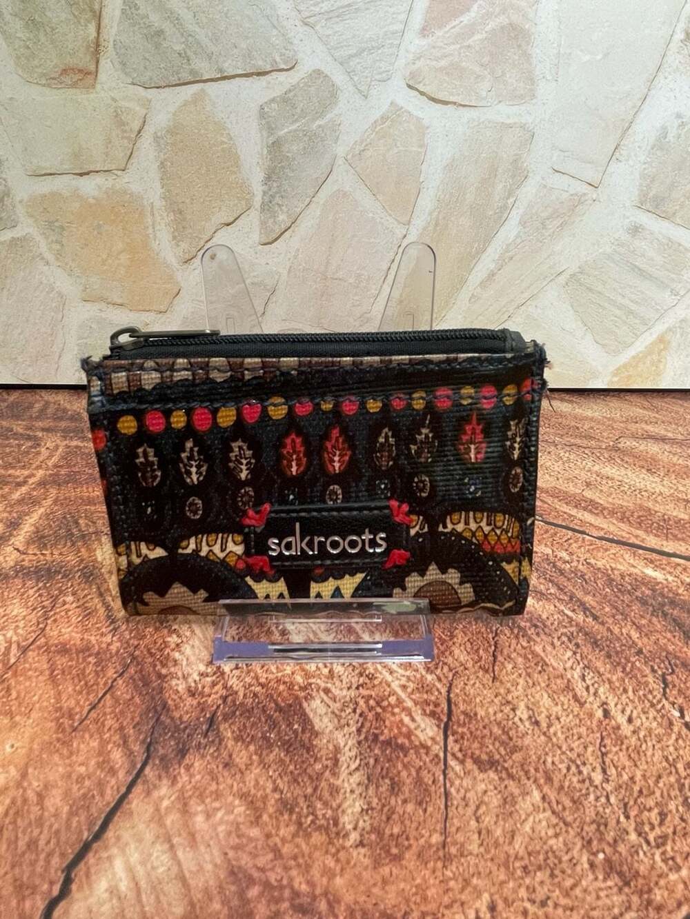 Sakroots Artist Circle Coated Canvas Slim Zip Wallet and ID Holder